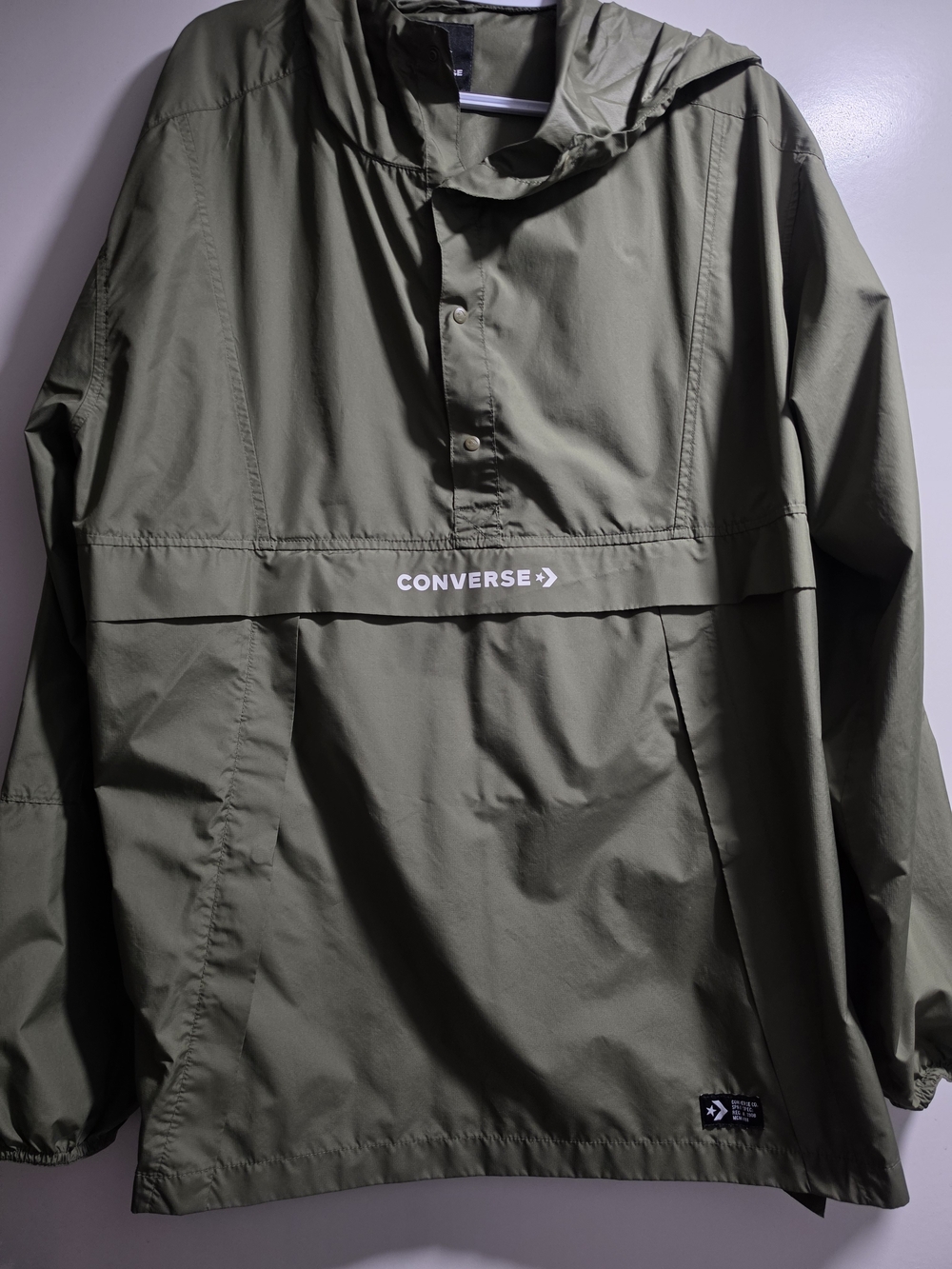 Converse Men's Olive Green Pullover Windbreaker Anorak
